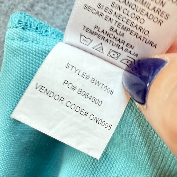 Barco One Wellness Womens Scrub Top Medium Aqua Blue Crossover V-Neck Short Slee - Picture 8 of 8